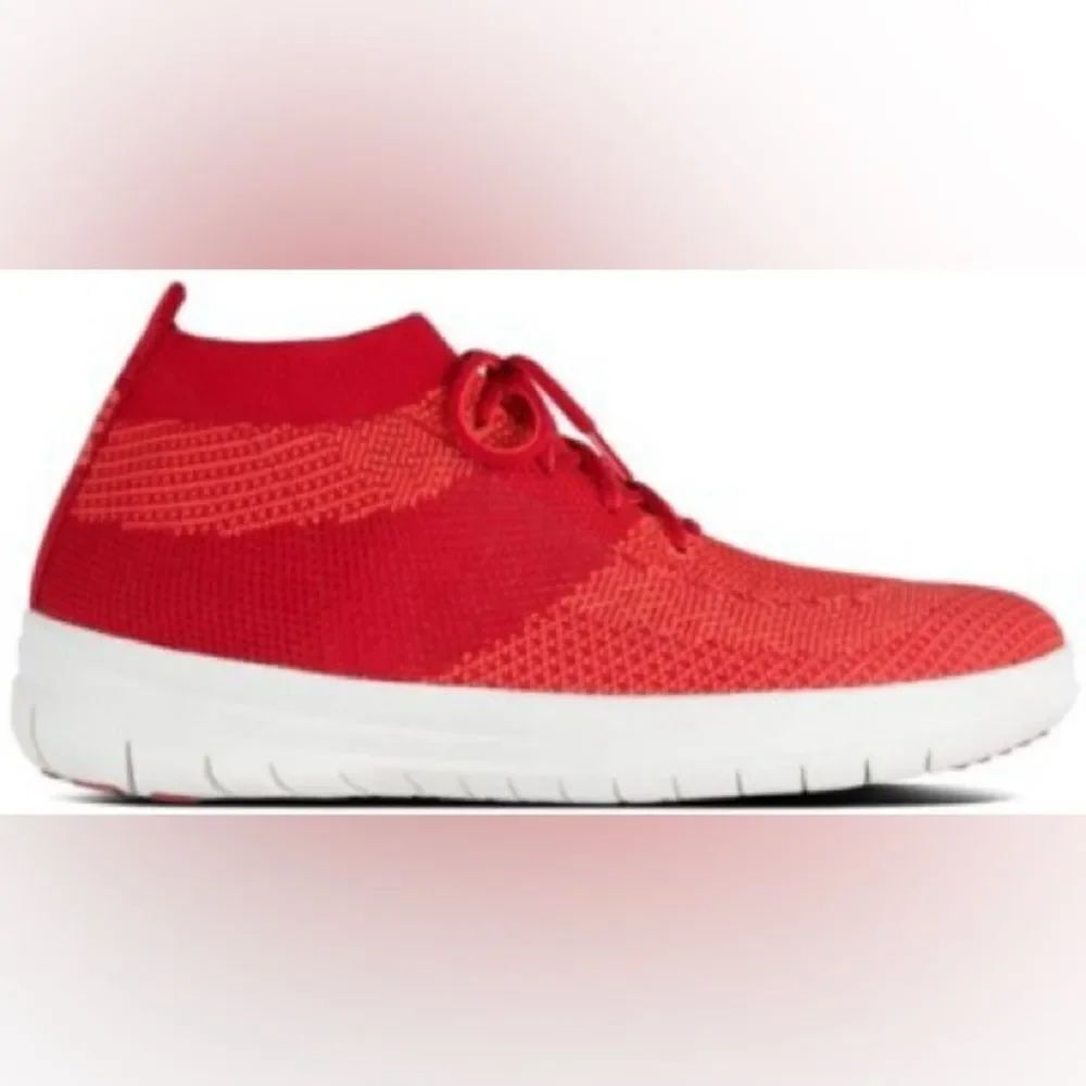 FitFlop | UBERKNIT Red HI-TOP Slip On Lace Up Sneakers | 7